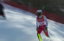 Michał Kłusak wypadł z trasy slalomu do superkombinacji. Wideo