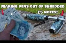 Długopis ze starych banknotów.