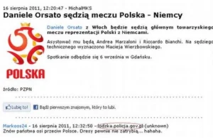 Policja trolluje pod artykułem o meczu Polska - Niemcy.