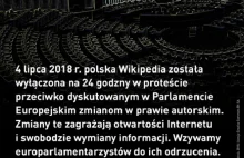 Wikipedia znika w proteście przeciw unijnej dyrektywie ws. praw autorskich