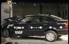 Crash test BMW E36 z 1997 roku.