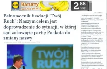 Fundacja Twój Ruch żąda zmiany nazwy partii Janusza Palikota.