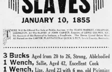Reklama wyprzedaży niewolników z 1855