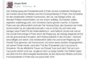 Jürgen Roth: Wynik polskich wyborów prezydenckich to siarczysty policzek...