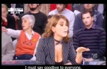 Włoski program rozrywkowy i tekst kobiety "Mohamed was a pedophile"