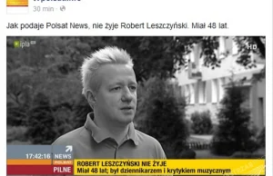 Robert Leszczyński nie żyje. Miał 43 lata