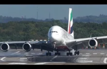 AIRBUS A380 hard crosswind landing during a STORM at Dusseldorf
