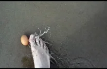 Jak rozbić jajko jedną nogą na plaży