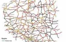Najbardziej niebezpieczne drogi w Polsce: mapa Euro RAP 2009-2011