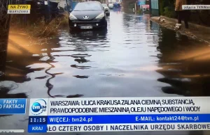 Czarna maź na ulicach Warszawy