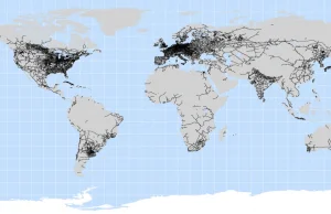 Mapa linii kolejowych na świecie