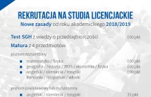 Test sprawdzający wiedzę obok wyników z matur przy rekrutacji na studia.