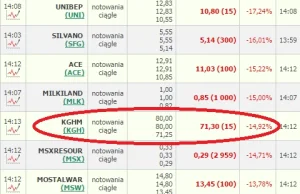 Krach na giełdzie: Bogdanka -30%, KGHM -15%