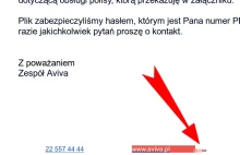 » AVIVA zabezpiecza dokumenty hasłem, którym jest PESEL. A potem ten PESEL...