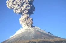Erupcja wulkanu Popocatépetl w Meksyku