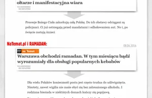 Portalowi Tomasza Lisa przeszkadza Boże Ciało, za to wychwala ramadan!