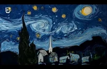 Gwiaździsta Noc Van Gogha namalowana farbami na wodzie