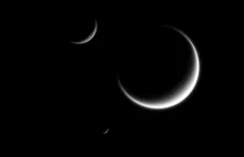 Sonda Cassini rejestruje Tytana, Mimasa i Rea - trzy księżyce Saturna
