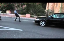 French-Italian Border Shutdown - a car force the block and run over a...