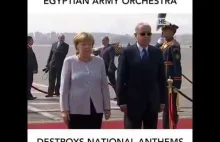 Egyptian army orchestra destroys national anthems