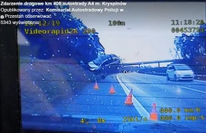 Wypadek na A4 w Krakowie. Nagranie z policyjnej kamery