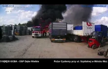Dojazd pojazdu OSP Dębe Wielkie do niedawnego pożaru w Mińsku Mazowieckim
