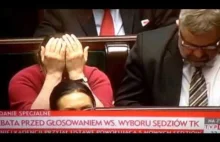 Poslanka Pawłowicz prosi w sejmie zeby zgasic swiatlo bo razi ja w oczy