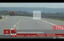 Rowerzysta na autostradzie A4