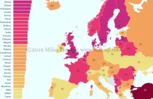 Mapa przemocy wobec kobiet w Europie.
