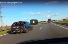Rozwalony Passat pędzi 160 km/h po autostradzie A4 (Video