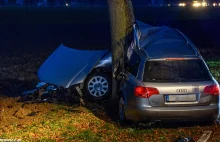 Audi owinęło się wokół drzewa. Kierowca walczy o życie! [ZDJĘCIA]