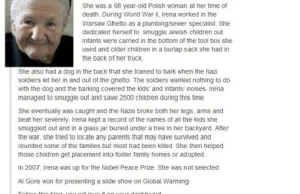 Irena Sendler - Wspaniałe świadectwo Polki na świecie, m.in. na Reddicie