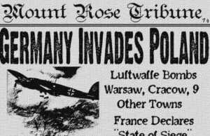 " Niemcy napadły na Polskę". Amerykańska gazeta z 1.09.1939r.