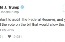 Donald Trump jest zwolennikiem audytu Rezerwy Federalnej