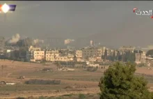 Izraelski ostrzał palestyńskich osiedli w strefie gazy.