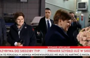 "Niezależne" media- TVP relacjonuje wejście Szydło do budynku i wita ją kwiatami