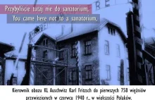 Powitanie pierwszych więźniów Auschwitz przez niemieckiego kierownika