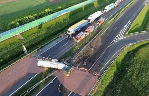 Właściciel cysterny z czekoladą przeprasza kierowców. Może zapłacić...