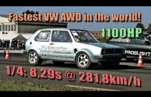 NEW VW AWD WORLD RECORD! 16Vampir Golf Mk1 AWD 1100HP 8,29s @ 281km/h