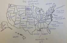Brytyjczycy wskazują amerykańskie stany na mapie