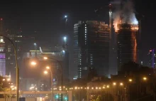 Inwestycja za 1 mld zł w ogniu!Wielki pożar wieżowca Warsaw HUB NAGRANIA ZDJĘCIA