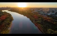 Zachód słońca nad Mostem Siekierkowskim w Warszawie