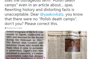 "Polskie obozy śmierci" w izraelskiej gazecie