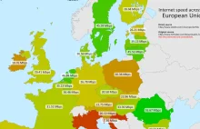 Ciekawostki na mapach: Średnia prędkość internetu w europejskich krajach