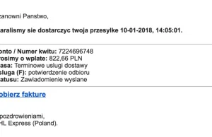 » Ostrzeżenie przed atakiem: “Agencja Celna DHL – przesylka numer”