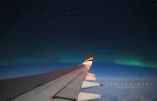 Zorza polarna widziana podczas lotu z Warszawy do Toronto.