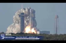 SpaceX ARABSAT-6A Falcon Heavy Launch and Landing.