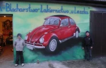 VW Garbus, malarstwo ścienne, mural, fresk, malowidło ścienne, Łuków