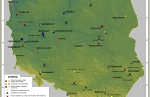 Mapa spadków meteorytów w Polsce