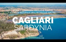 Cagliari, Sardynia. Widok z samolotu na plażę Poetto